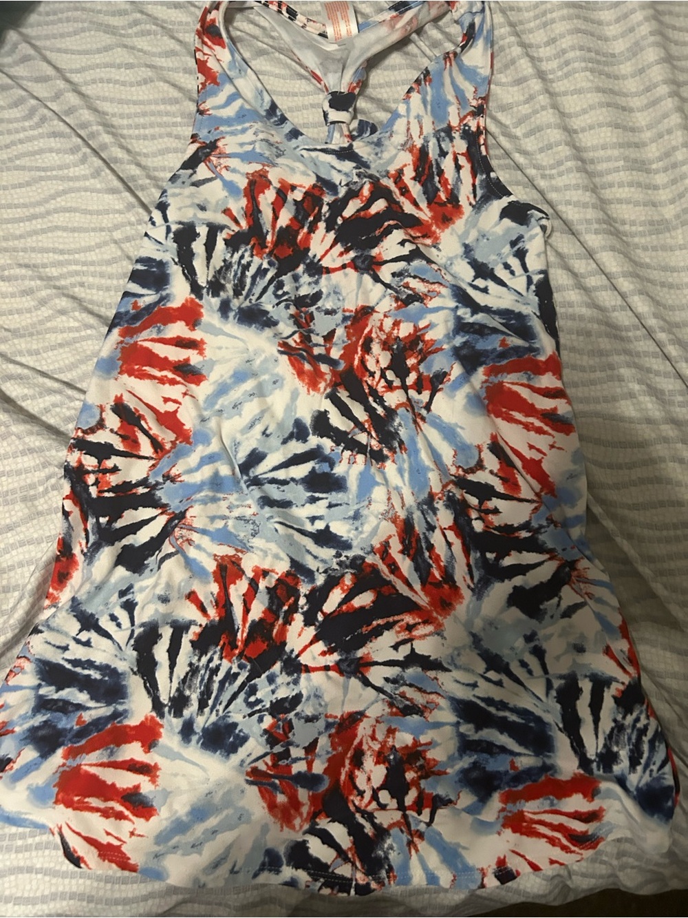 Cat & Jack One-Shoulder Tie-Dye Dress in Red, Navy & Light Blue